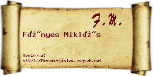 Fényes Miklós névjegykártya