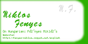 miklos fenyes business card